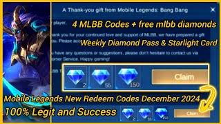 Mobile Legends Legends Redeem codes December 25, 2024 - MLBB diamond code 100% Legit and Success