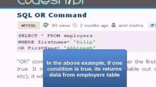 MySQL Tutorial : OR command