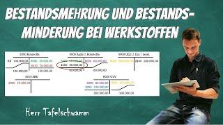 Bestandsmehrung und Bestandsminderung bei Werkstoffen - Buchen auf T-Konten - erklärt mit Beispiel!