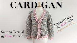 Cardigan Sweater Knitting Tutorial & Free Pattern | Customizable to ANY Size | Knitting House Square