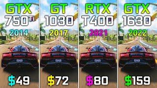 GTX 750 Ti vs GT 1030 vs T400 vs GTX 1630 - Test in 8 Games