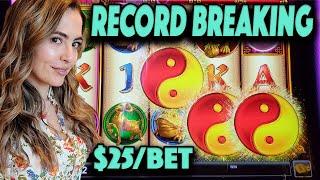 BROKE My HANDPAY RECORD on Jinse Dao Slot Machine on $25/Spin in Las Vegas!