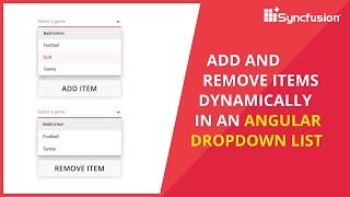 Add and Remove Items Dynamically in an Angular Dropdown List