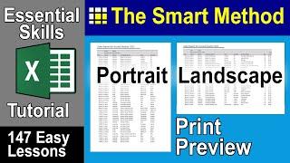 7-1: Excel Paper Orientation (Portrait or Landscape) and Print Preview