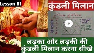 Lesson 81-कुंडली मिलान कैसे करें, kundli milan kaise kare, gun milan kaise kre, kundli match jyotish