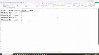 #Excel : Insérer l'émoticône du genre d'une personne et son genre en fonction de sa civilité