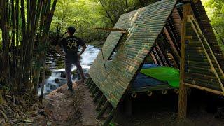 camping di guyur hujan deras bermalam di shelter cantik, berpetualang di hutan menangkap ikan!