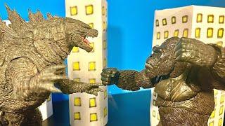 Epic Godzilla vs Kong. stop motion battle!