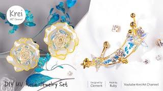 【UVレジン】レイクブルーのドライフラワージュエリーコレクション〜 UV Resin-Lake Blue Dried Flower Jewelry collection!!