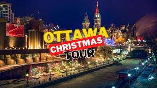 4K Ottawa City Tour at Night (Ottawa Winter & Christmas Lights)