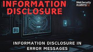 Information Disclosure in Error Messages