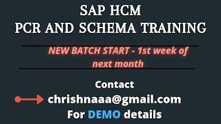 SAP HCM PCR and Schema Training - Course agenda