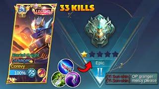 33 KILLS! FIRST MATCH IN EPICAL GLORY️ USE THIS BUILD FOR GRANGER BROKEN DAMAGE - MLBB