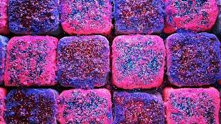 Pink & Blue Pasted Purple Blocks| Super Dusty, Crunchy & Soft| Please Subscribe #oddlysatisfying