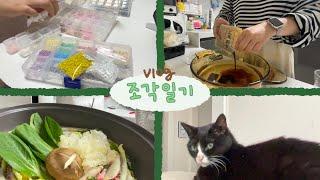 Vlog조각일기/마스크스트랩만들기, 밀키트해먹기