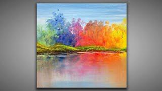 Abstract Landscape for Beginners / Brush and Palette knife / Abstract Painting Demo 423