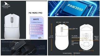 Беспроводная игровая мини-мышь Darmoshark M3 Micro Pro PAW3950, NORDIC N52840. BT5.0+2.4G+провод.