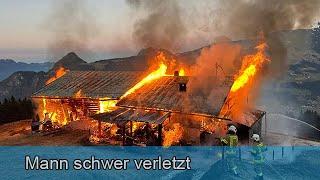   Schwerverletzter bei Vollbrand von Bauernhof am Schlitterberg - Schlitters 