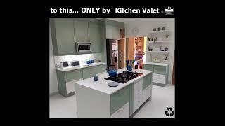 Kitchen Valet Recycles your old kitchen into an almost new kitchen at half the price and waste.