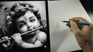 Krishna Drawing | Janmashtami Special Drawing Step by Step - Outline #sketchboookbyabhishek