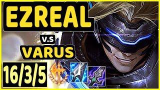 EZREAL vs VARUS - 16/3/5 KDA BOTTOM ADC CHALLENGER GAMEPLAY - KR