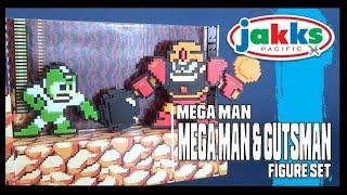 Jakks Pacific Mega Man Green and White Mega Man vs Guts Man 8 Bit Set | Video Review