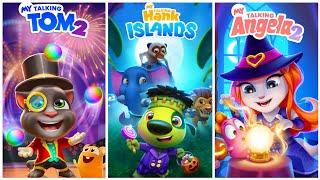 My Talking Tom 2 vs My Talking Hank Islands vs My Talking Angela 2 Halloween Update Gameplay