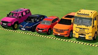 TRANSPORTING PIXAR CARS & FRUITS WITH COLORED & JOHN DEERE vs CLAAS vs TRACTORS - BeamNG.drive #962