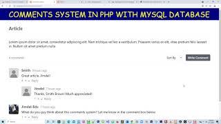 Comments System  in PHP With MySQL Database