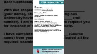 Request Letter for Degree Certificate from University