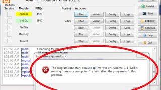 The Program Can't Start Because Api-Ms-Win-Crt-Runtime-L1-1-0.Dll Is Missing || XAMPP or WAMP Server