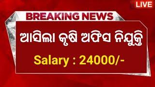 Earn 24000/Monthly ! Odisha Agriculture Department Recruitment 2024 ! Odisha New Job Vacancy 2024 !