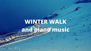 Winter virtual walk | Piano music | Krasnoyarsk, 4k UHD