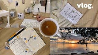 July Reset. Productive Vlog, Journaling, Studying, Skin care, sunset