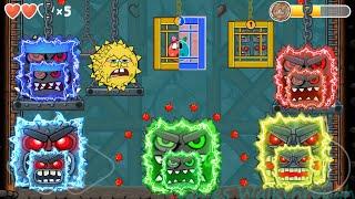 RED BALL 4 :  EVIL SPONGEBOB BALL VS ALL 5 ELECTRIC CAVE BOSSES, ALL LEVELS, ALL VOLUMES GAMEPLAY