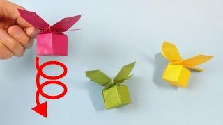 遊べる折り紙「くるくるの実」Origami Toy "Spinning Fruit"