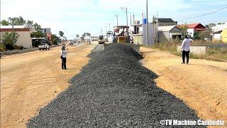 Excellent techniques dozer pushing | Motor grader grading gravel | Roller soil compactor