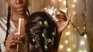 ASMR Hair EXTRA RELAXING Wedding HairstylesCOZY AMBIANCE, PAMPERING, Fresh Flower_ 2 Styles