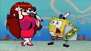 Hungry FNF Girlfriend Trying to get a Pizza from Spongebob | fnf vavoom girlfriend
