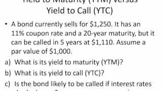 YTC vs YTM on annual bond