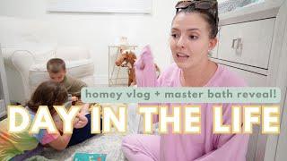 typical day in the life + master bathroom reveal! | DAY IN THE LIFE OF A MOM OF 3 | KAYLA BUELL