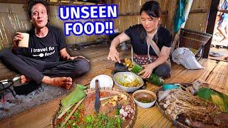 Extreme Jungle Food!! EATING WHOLE BANANA TREE  Karen People Thailand!!