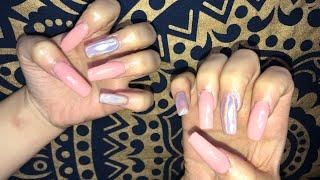 Acrylic Nails Tutorial | Nude & Holo  - LaylaXo