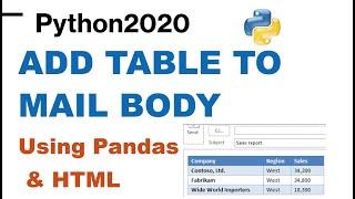 Add table in Outlook Email Body | How to add excel data in email body | Python email automation