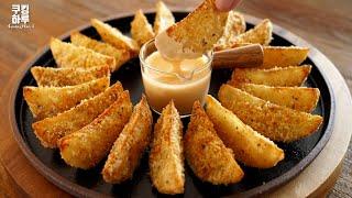 Perfect Crispy Garlic Cheese Potatoes!! Delicious! Cheese sauce. NO Fry.