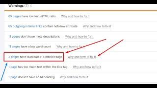 Pages have Duplicate H1 & Title Tags in Semrush | How to fix