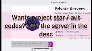 Aut/Project Star Ps codes