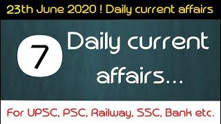 Daily current affairs || June current affairs || Sarkari News adda || 23 June 2020 current affiars