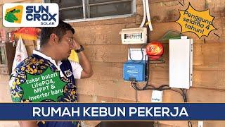 4 TAHUN GUNA SOLAR Rumah kebun pekerja dan burung walit tukar bateri LiFePO4, MPPT & inverter baru