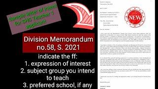 Sample Application letter for Senior High School Teacher 1 applicant